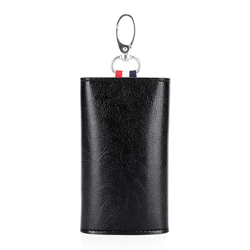 Retro Oil Wax Leather Key Bag 3-Fold Multifunctional Holder