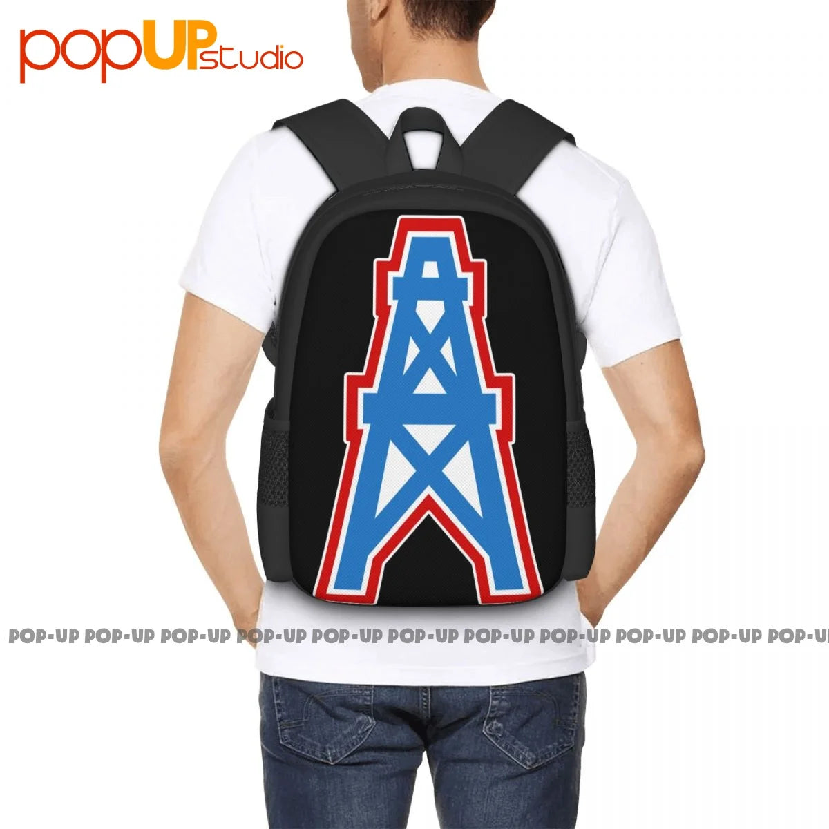 Houston Oilers Backpack Large Capacity Schoolbag Sports Bag