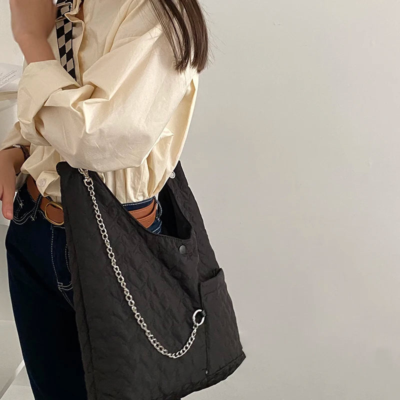 Adjustable Shoulder Bag Heart Quilting Messenger Tote Bag