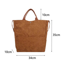 Corduroy Shoulder Bag Canvas Casual Tote Handbag