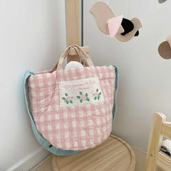 Floral Embroidered Canvas Handbag Large Bucket Mommy Bag