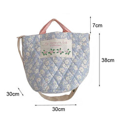 Floral Embroidered Canvas Handbag Large Bucket Mommy Bag