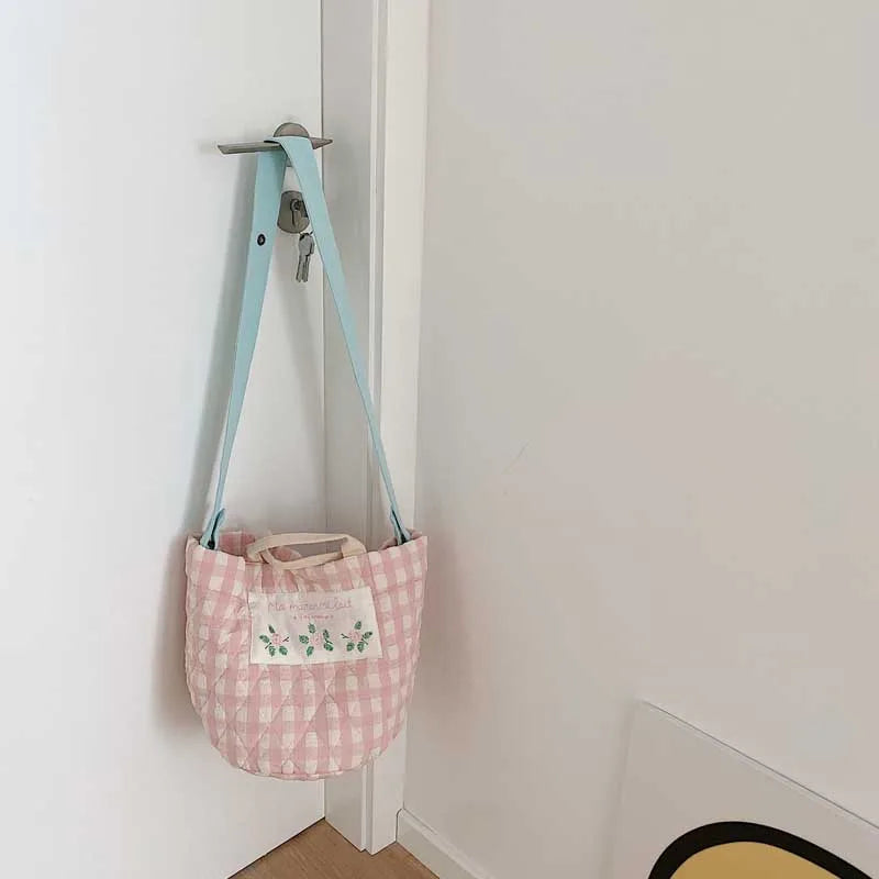 Floral Embroidered Canvas Handbag Large Bucket Mommy Bag