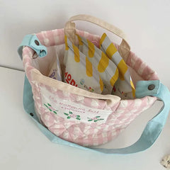 Floral Embroidered Canvas Handbag Large Bucket Mommy Bag