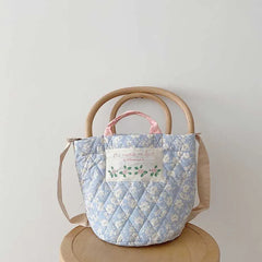 Floral Embroidered Canvas Handbag Large Bucket Mommy Bag