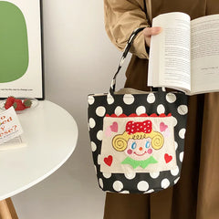 Wave Point Canvas Shoulder Bag Girl Bucket Purse