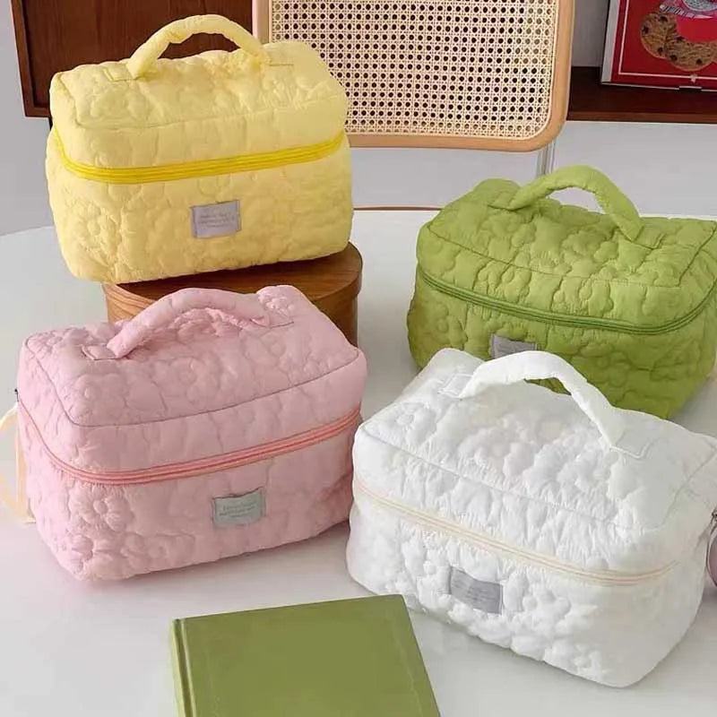 Floral Nylon Makeup Bag Organizer with Zipper