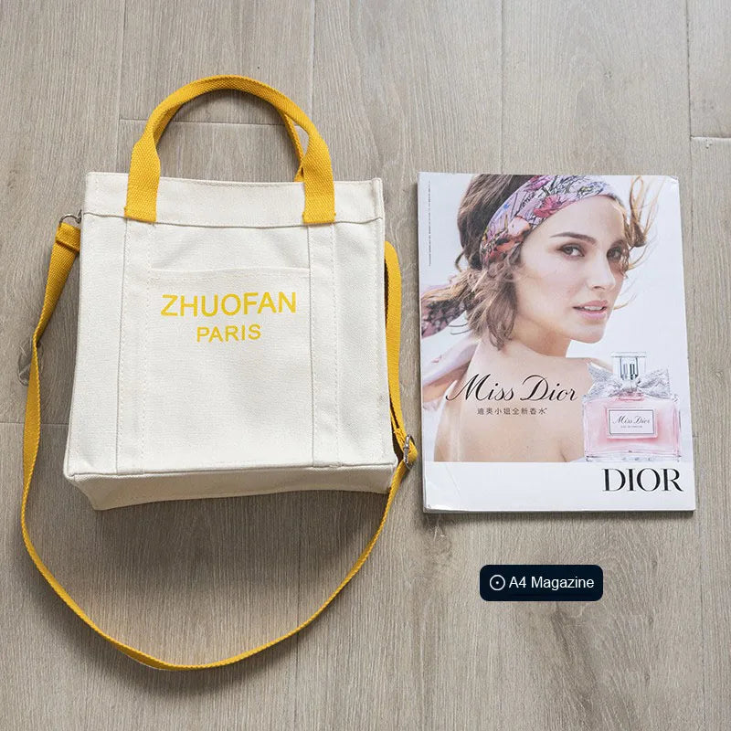 Letter Print Canvas Shoulder Bag Leisure Tote for Students