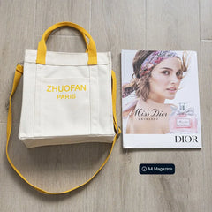 Letter Print Canvas Shoulder Bag Leisure Tote for Students