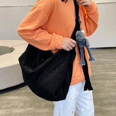 Female Corduroy Shoulder Messenger Bag Student Dumpl...