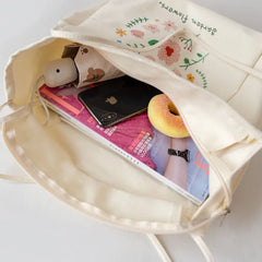 Flower Printed Tote Shoulder Bag Reusable Handbag