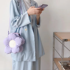 Flower Shaped Woman's Messenger Bag Polyester Tote Single Shoulder Lovely Double