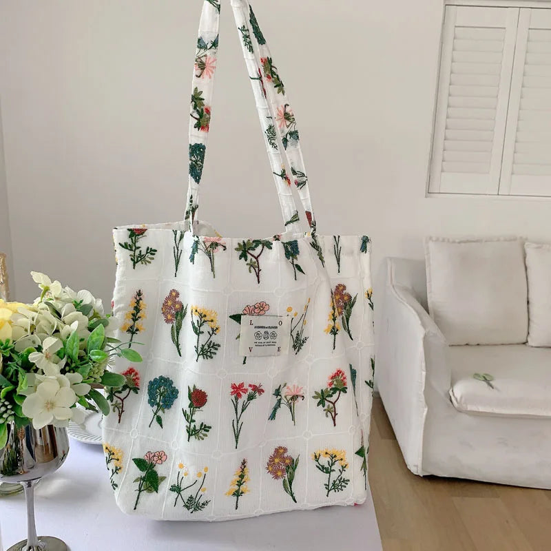 Vintage Flower Cloth Shoulder Bag for Women