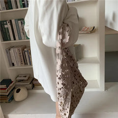 Leisure Shoulder Bag Woven Lace Flower Crochet Hook Cotton Handbags
