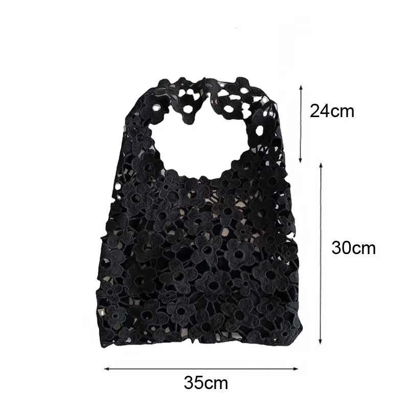 Leisure Shoulder Bag Woven Lace Flower Crochet Hook Cotton Handbags