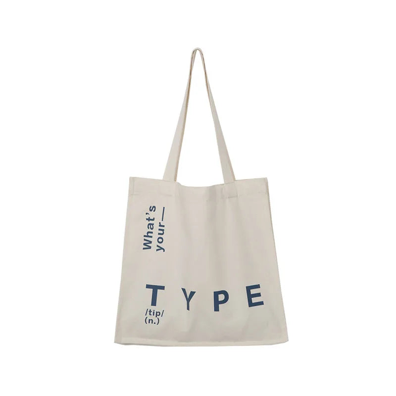 Letter Printing Canvas Bag Square Leisure Totes Large Capacity Student Schoolbag