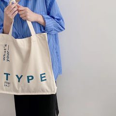 Letter Printing Canvas Bag Square Leisure Totes Large Capacity Student Schoolbag
