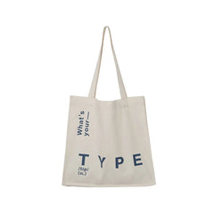 Letter Printing Canvas Bag Square Leisure Totes Large Capacity Student Schoolbag