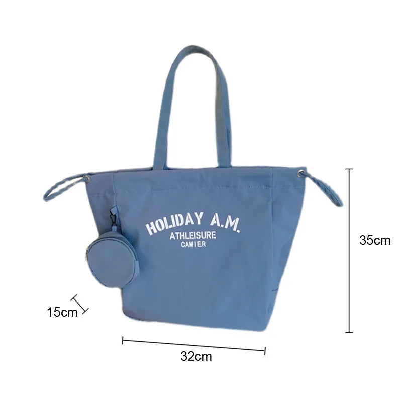 Cotton Drawstring Shoulder Bag Waterproof Tote