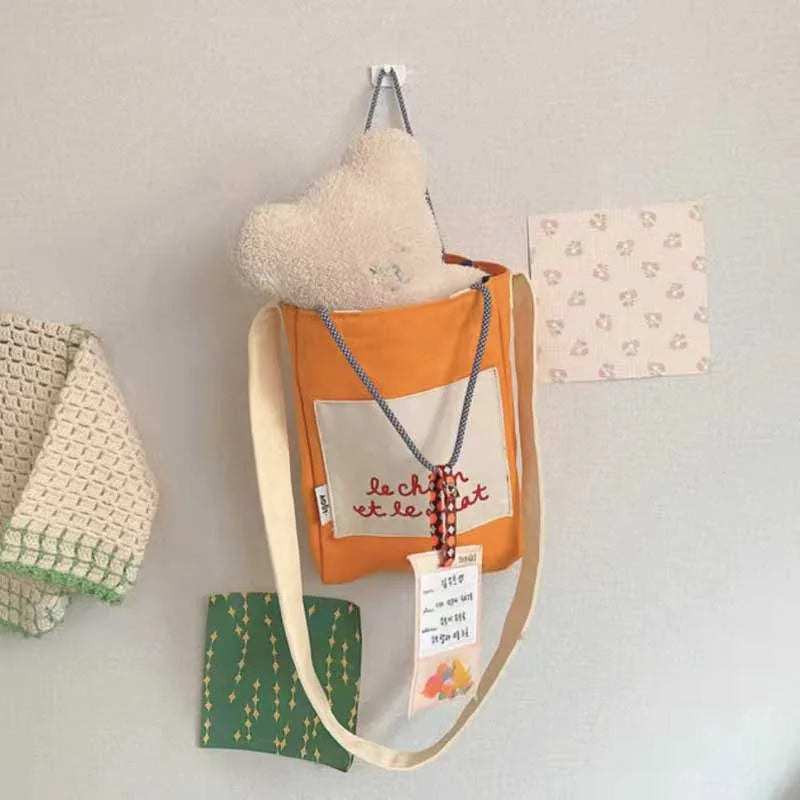 Letter Printed Canvas Messenger Bag for Kids