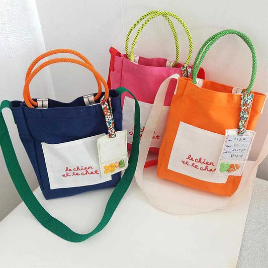 Letter Printed Canvas Messenger Bag for Kids