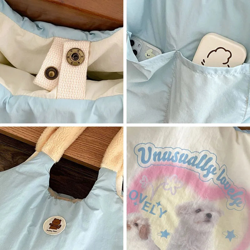 Soft Puppy Print Hand Bag Plush Shoulder Bag