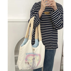 Soft Puppy Print Hand Bag Plush Shoulder Bag