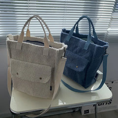 Fluffy Shoulder Bag Zipper Purse Cashmere Tote Solid Messenger Bags For Women