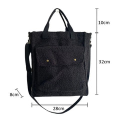 Fluffy Shoulder Bag Zipper Purse Cashmere Tote Solid Messenger Bags For Women