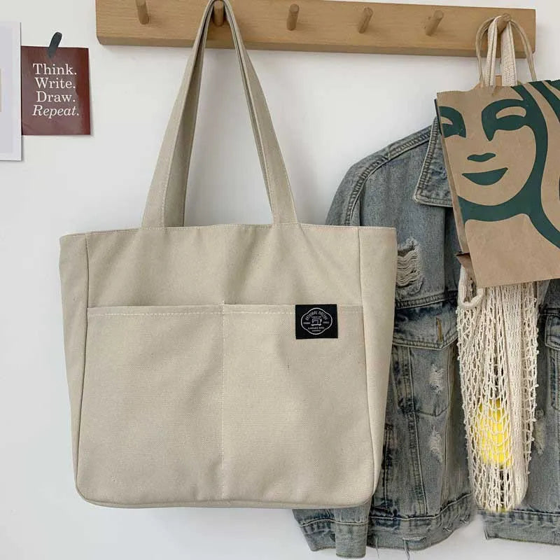Canvas Shoulder Bag for Women Washable Student Casual Tote Teen Girl Schoolbag