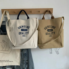 Woman Letter Printing Handbag Cotton Canvas Shoulder Messenger Bag