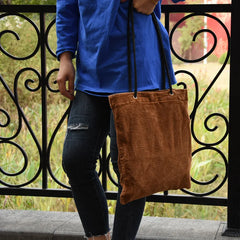 Corduroy Shoulder Bag Grocery Shopping Tote