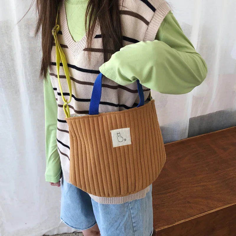 Women's Canvas Bucket Crossbody Bag Drawstring Messenger Bag