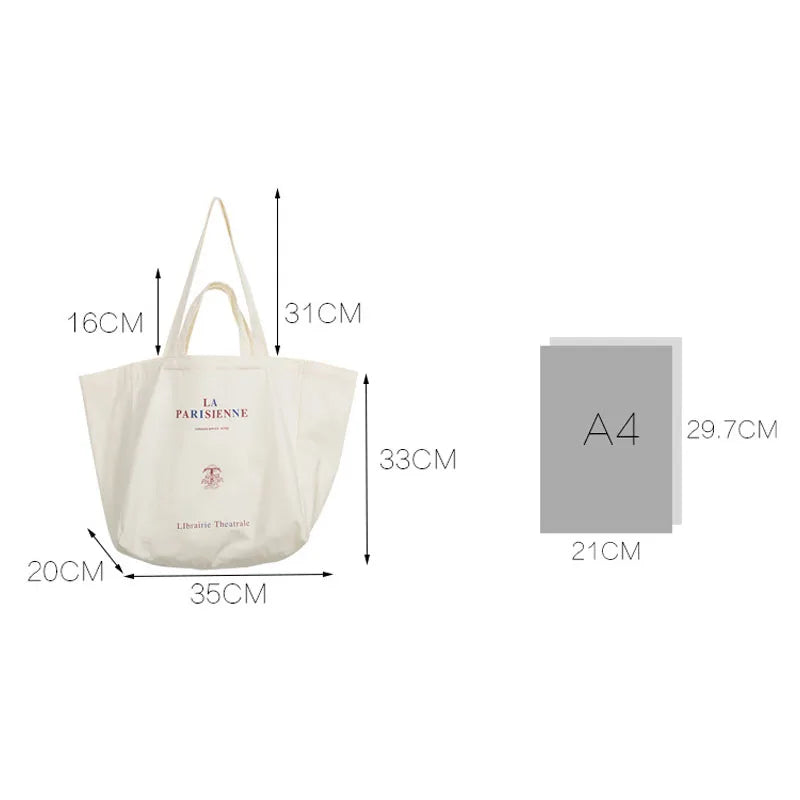 Canvas Shoulder Bag Large Capacity Shopping Handbag Tote