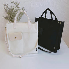 Canvas Tote Girl Casual Shopper Handbag Solid Schoolbag