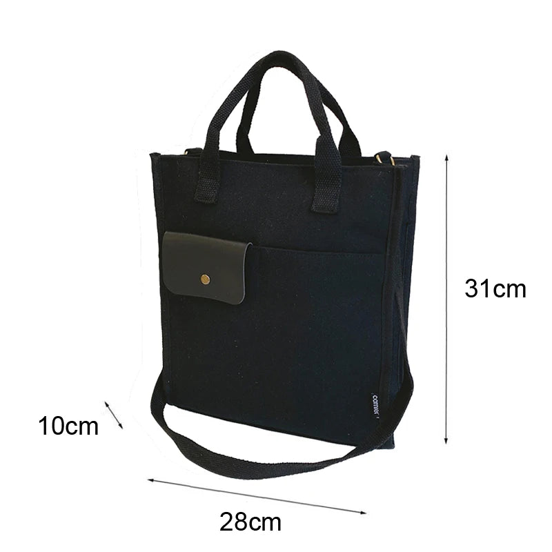 Canvas Tote Girl Casual Shopper Handbag Solid Schoolbag