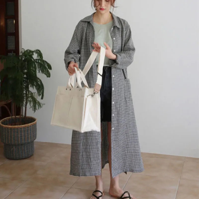 Women's Cotton Canvas Bag Version Handbag Lazy Wind Shoulder Crossbody Bags
