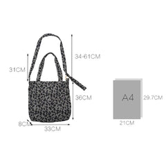 Leopard Print Corduroy Shoulder Bag Large Capacity Totes