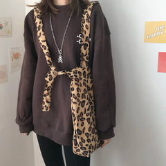 Leopard Print Corduroy Shoulder Bag Large Capacity Totes