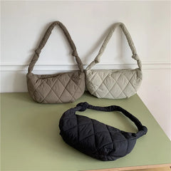 Large Capacity Nylon Shoulder Bag Vintage Tote Handbag with Zipper
