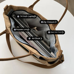 Women's Retro Large Canvas Shoulder Bag Crossbody Handbag Zipper