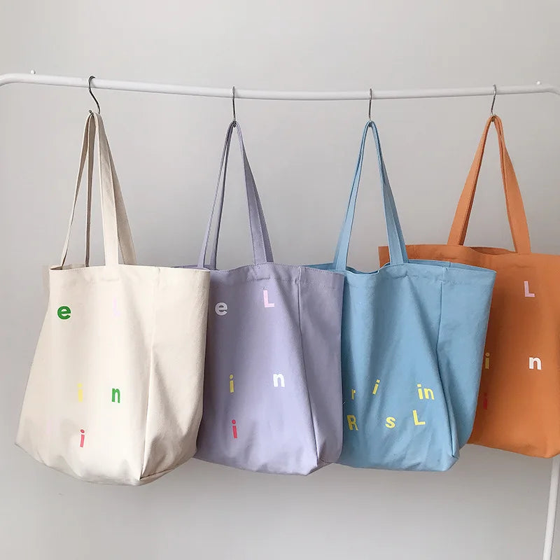 Women's Cotton Canvas Shoulder Bag Casual Tote Bags