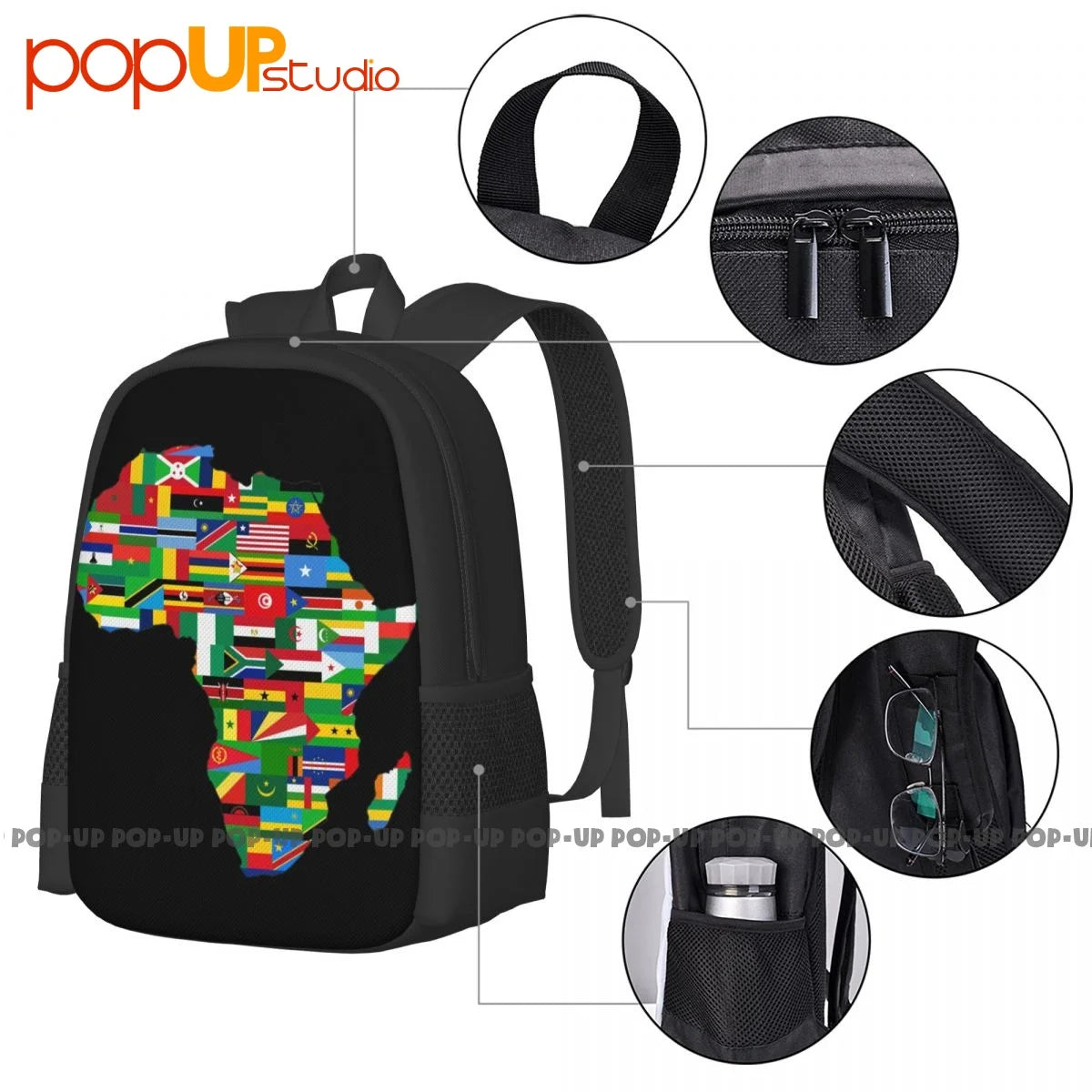 Africa Continent Backpack Large Capacity Foldable Storage Bag