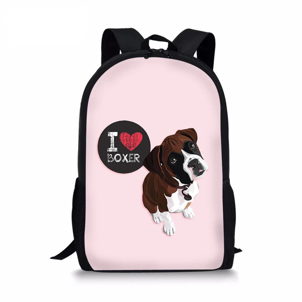 Boxer Dog School Bag for Boys and Girls