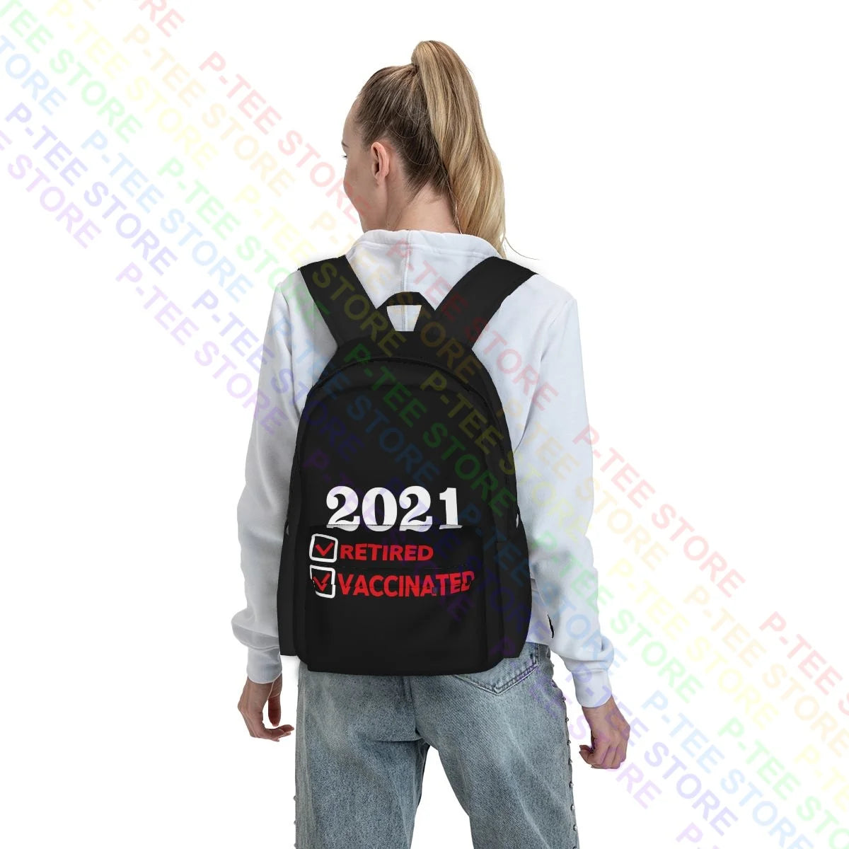 Retired & Vaccinated Funny Retirement Backpack