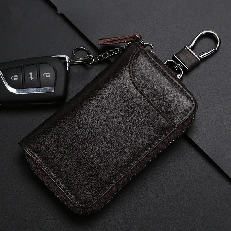 Genuine Leather Keychain Holder Keys Organizer Wallet Men Car Key Case