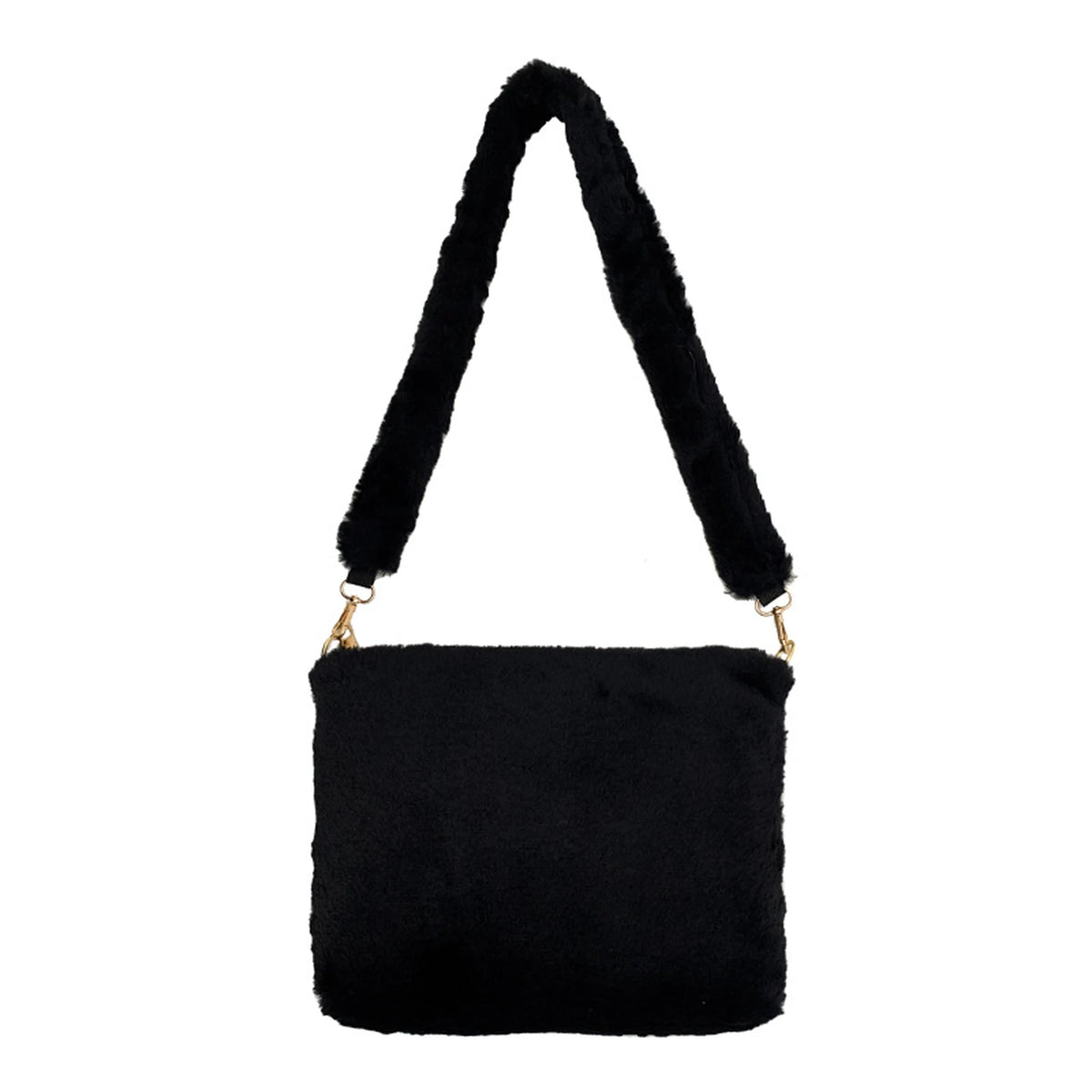 IMCUTE Square Plush Handbag Faux Fur Zipper Shoulder Bag