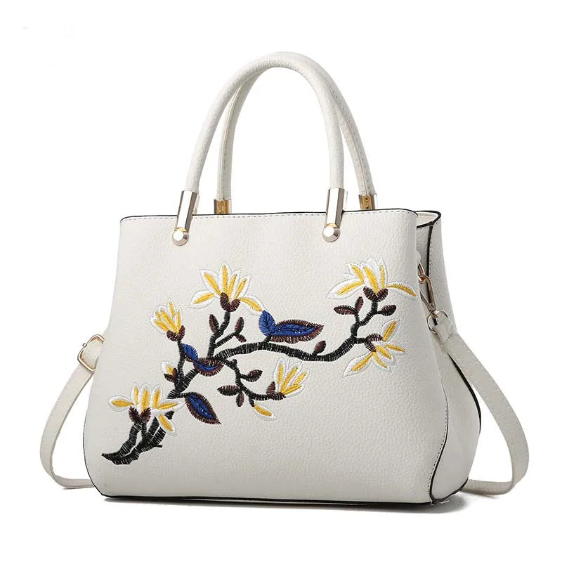 Floral Tote Bag Women's PU Leather Handbag