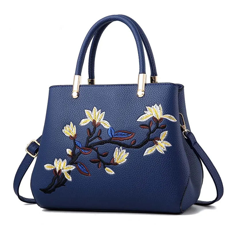Floral Tote Bag Women's PU Leather Handbag