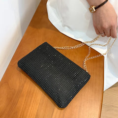 Rhinestone PU Leather Handbag Women's Underarm Shoulder Clutch Purse